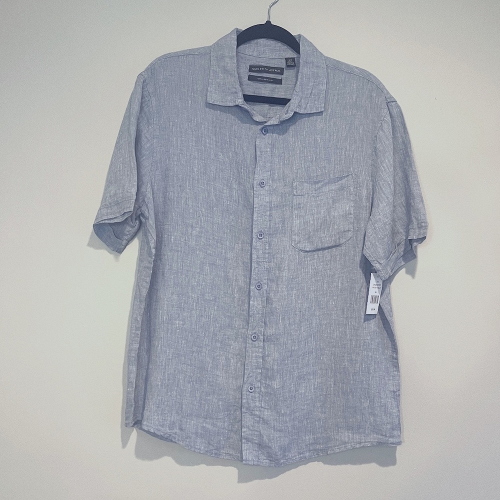 Linen Short Sleeve Sad Fifth Ave Button Up ( NWT)